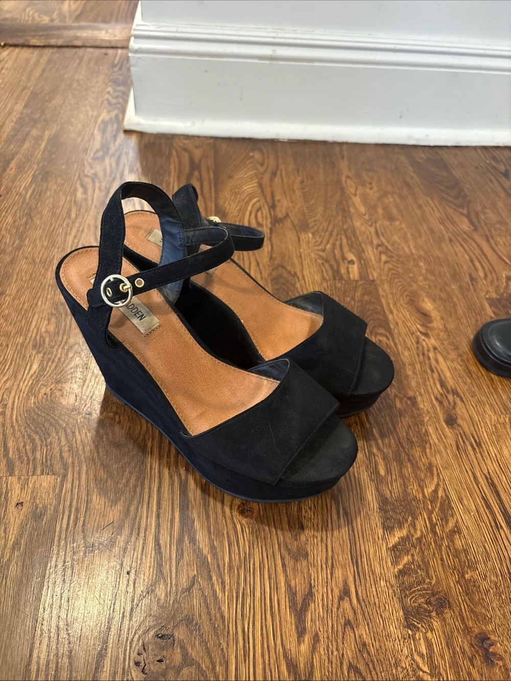 Black Suede Wedge Sandals Steve Madden